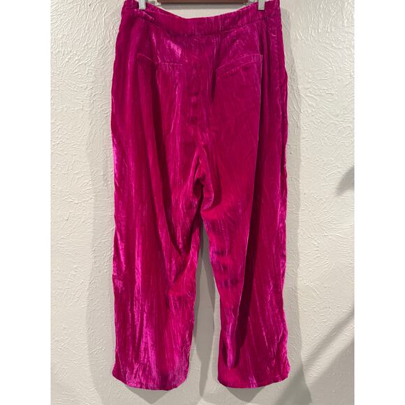 Cider Crushed Velvet Look Hot Pink Trousers Size 0XL - Picture 4 of 6